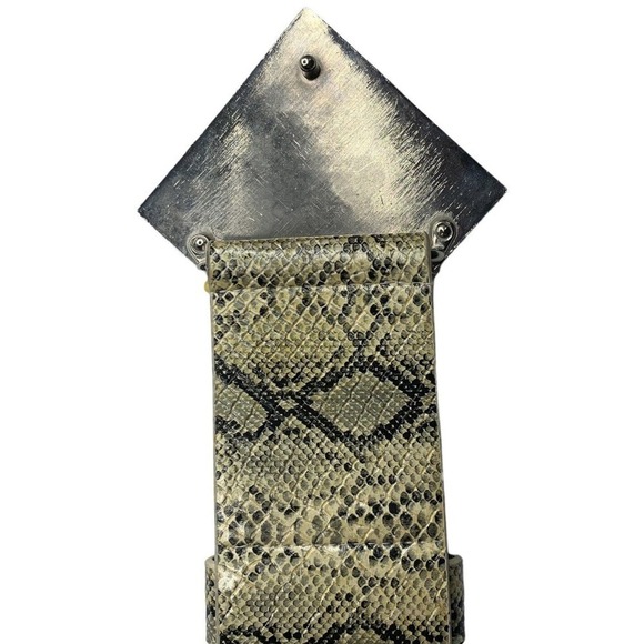 Geometric Buckle Vegan Snakeskin Y2K Fashion Waist Belt Womens Size 4 - Picture 13 of 16